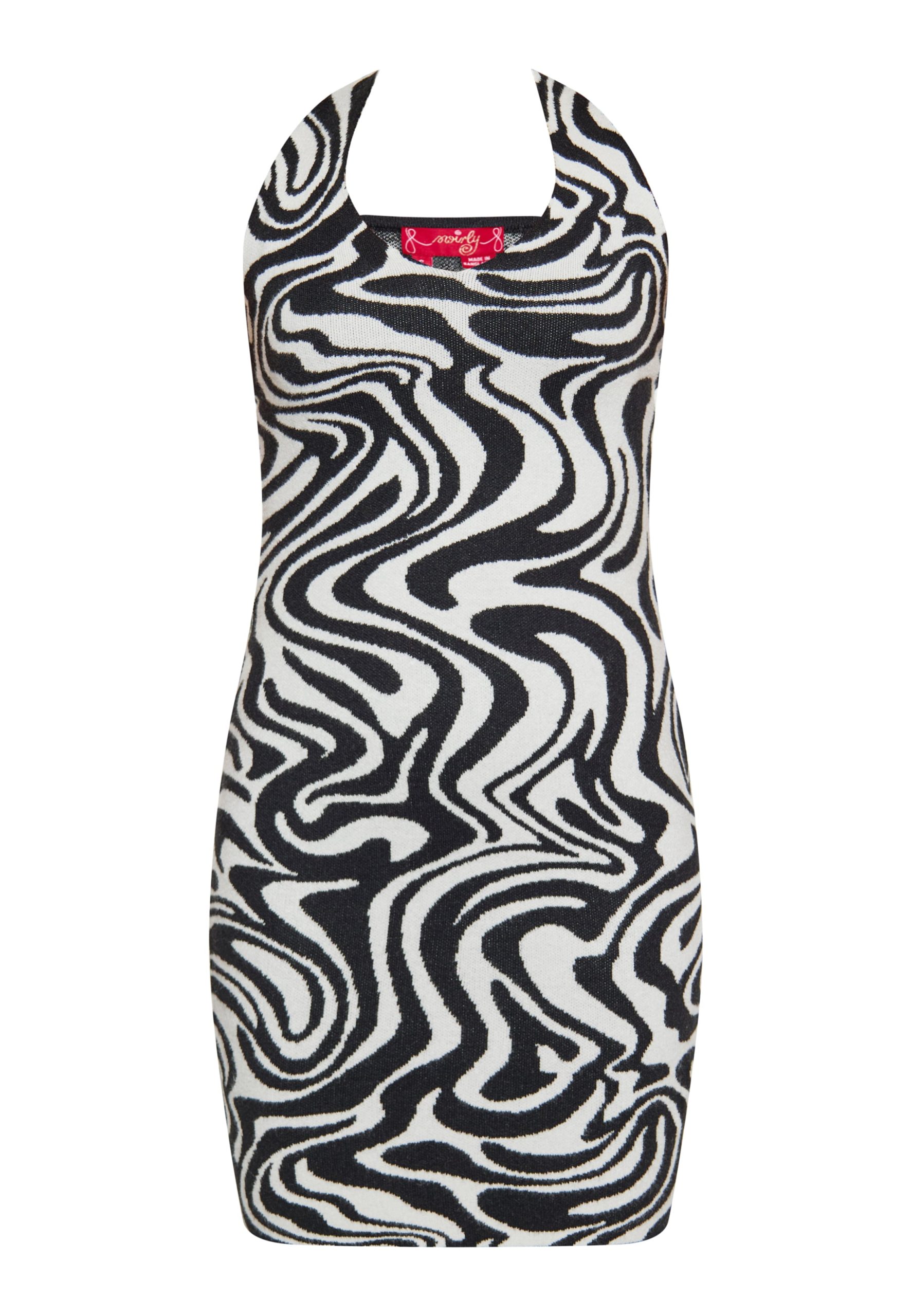 Vestido de punto swirly en Negro, Blanco 17280911 Últimas unidades
